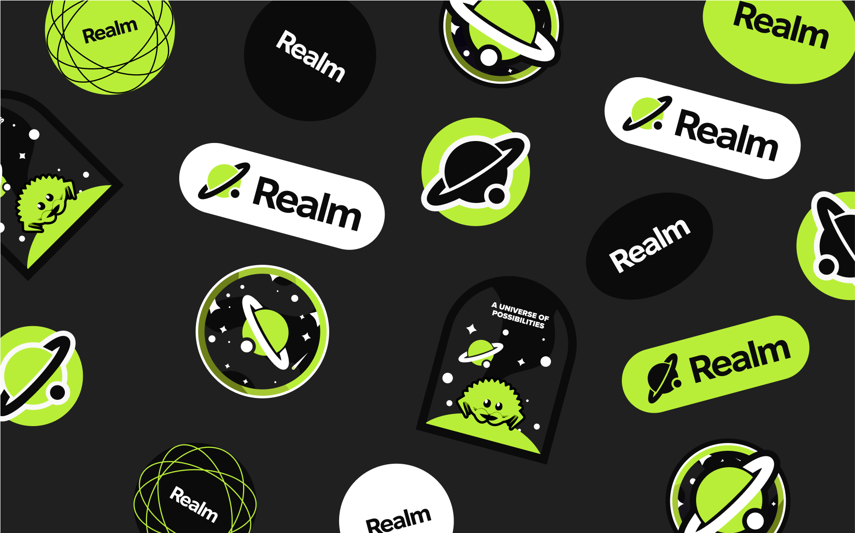 Realm branded stickers